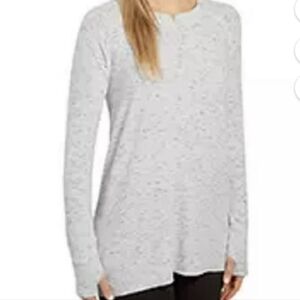 Spring & Mercer Space Dye Long Sleeve Tunic Tee – Light Grey – XL